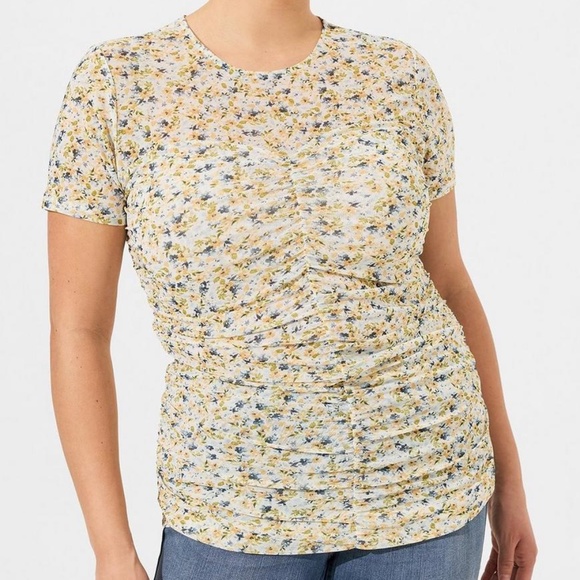 Torrid Ditsy Floral Mesh Ruhed Top NWT Size 1X - Picture 3 of 6